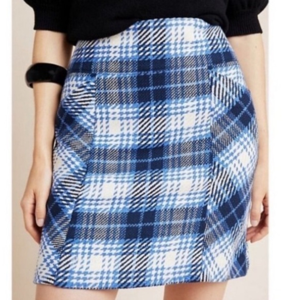Maeve Plaid blue white Skirt size 0